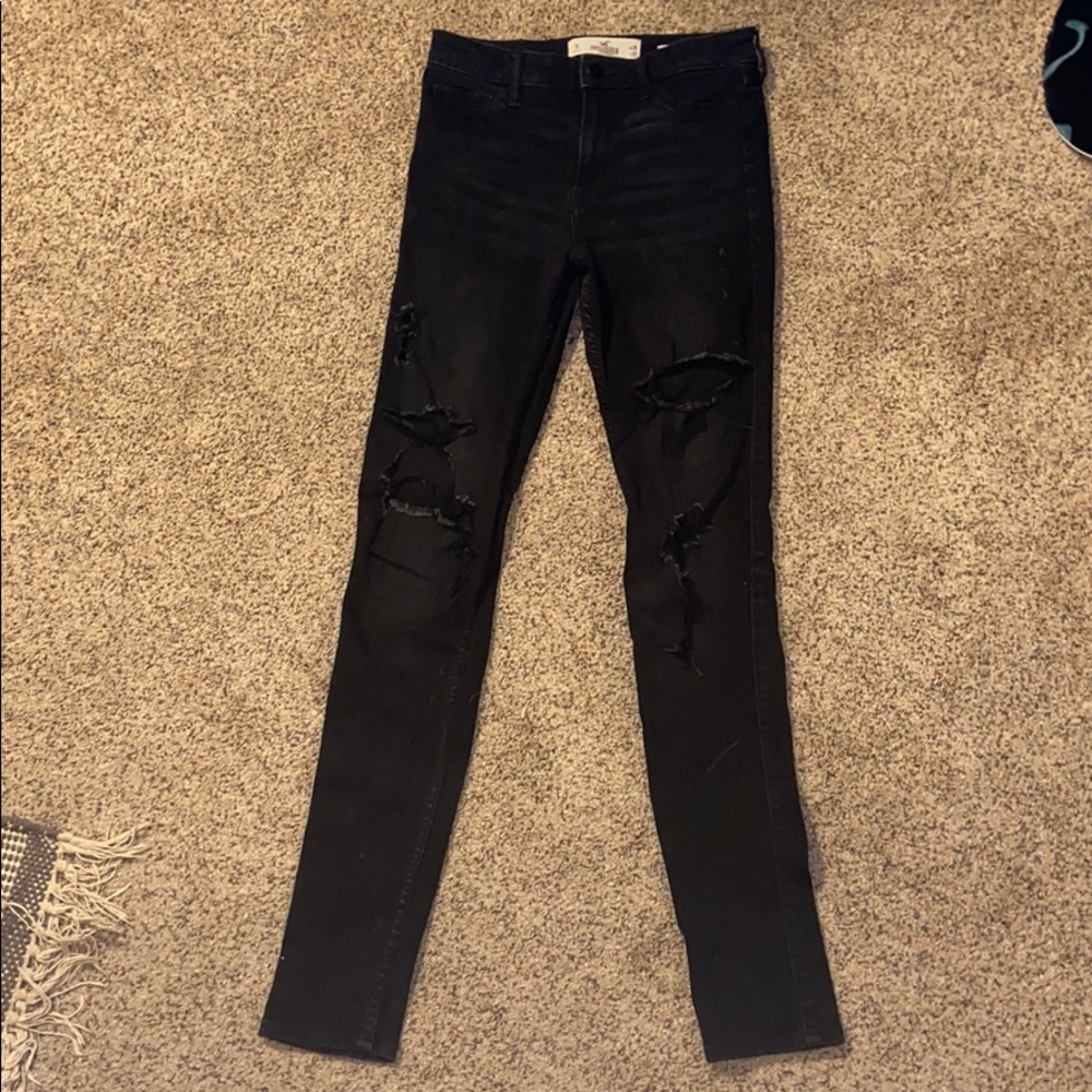 Black high waisted ripped skinny jeans